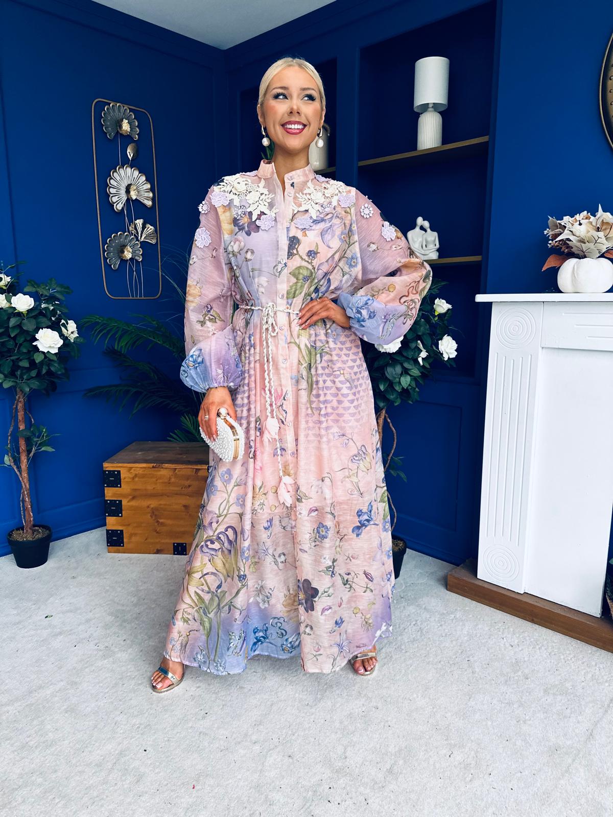 Janette 3d Floral Detail Shirt Dress Floral