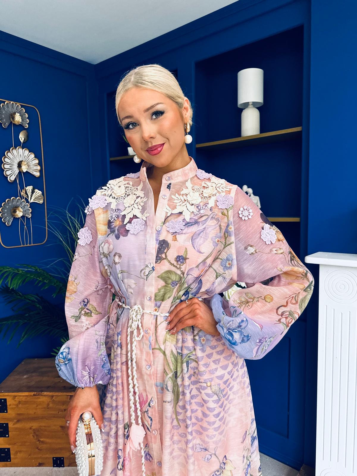 Janette 3d Floral Detail Shirt Dress Floral