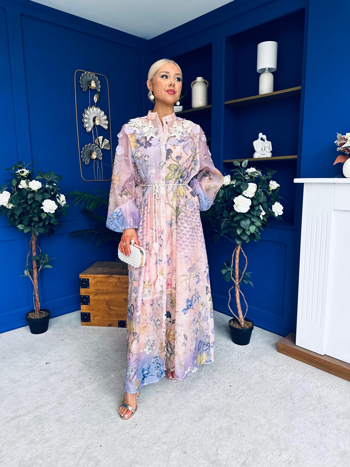 Janette 3d Floral Detail Shirt Dress Floral
