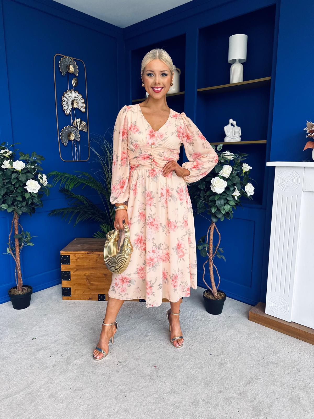 Bronagh Banded Midi Dress Yellow Floral