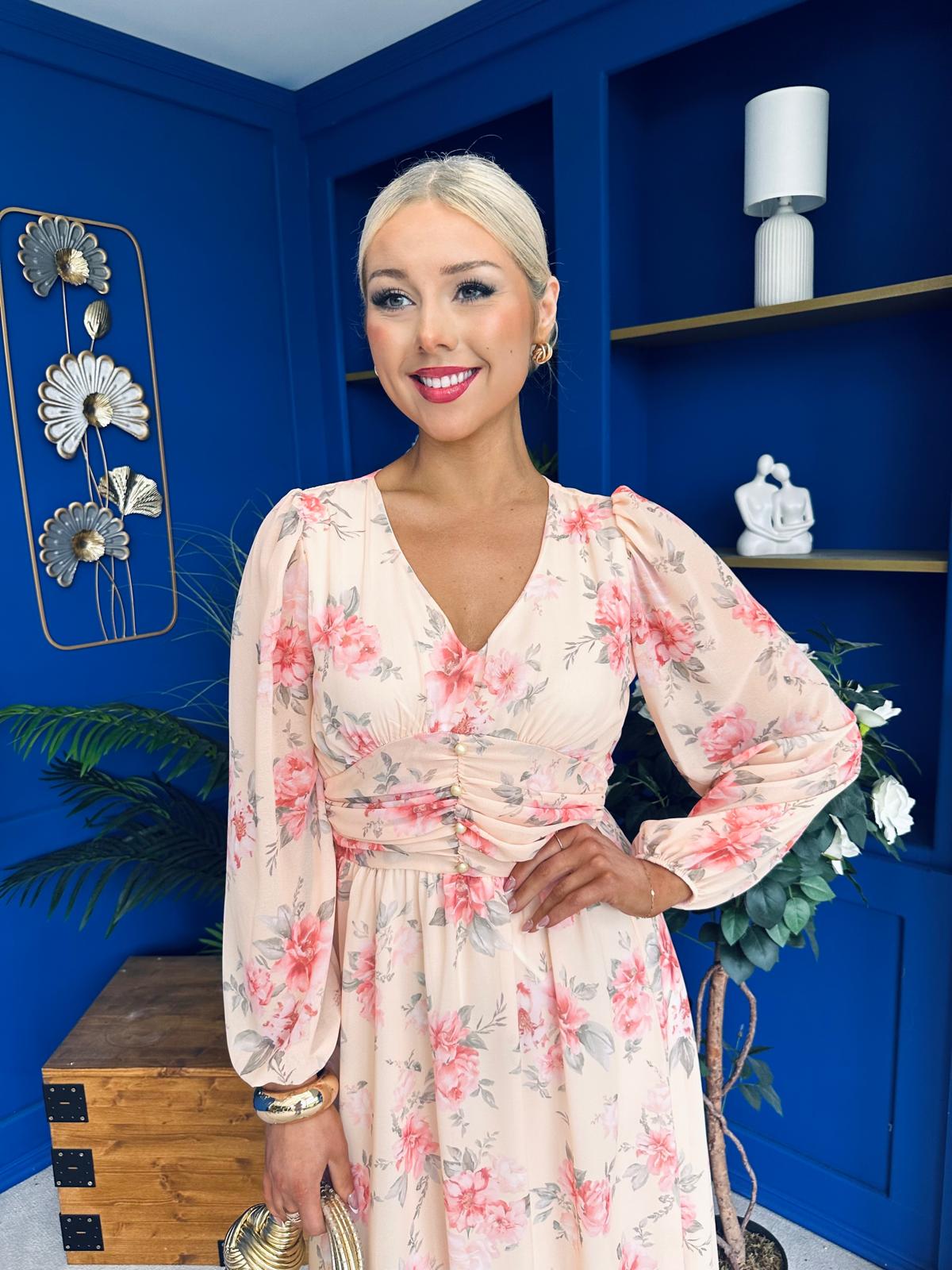 Bronagh Banded Midi Dress Yellow Floral