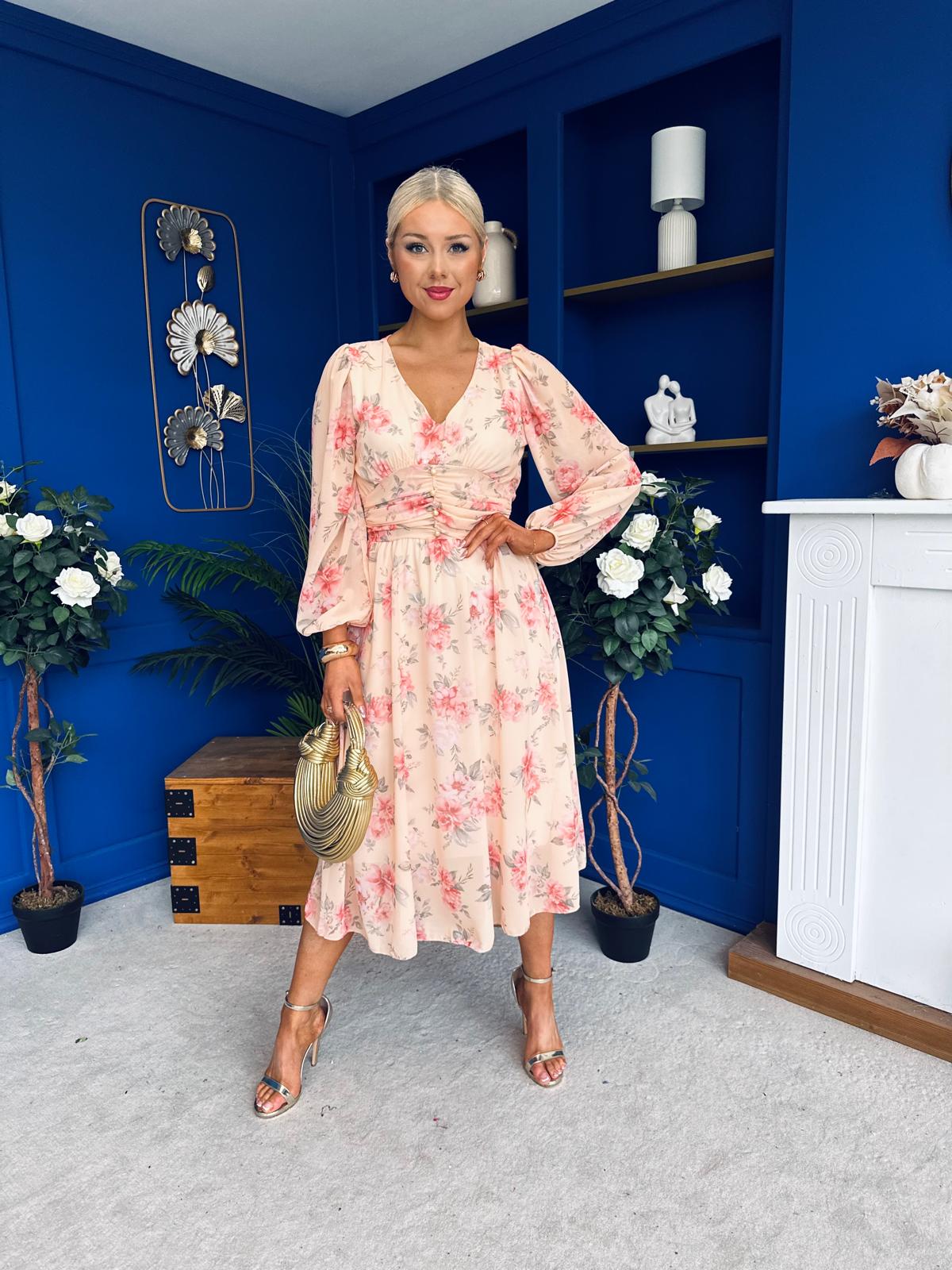 Bronagh Banded Midi Dress Yellow Floral