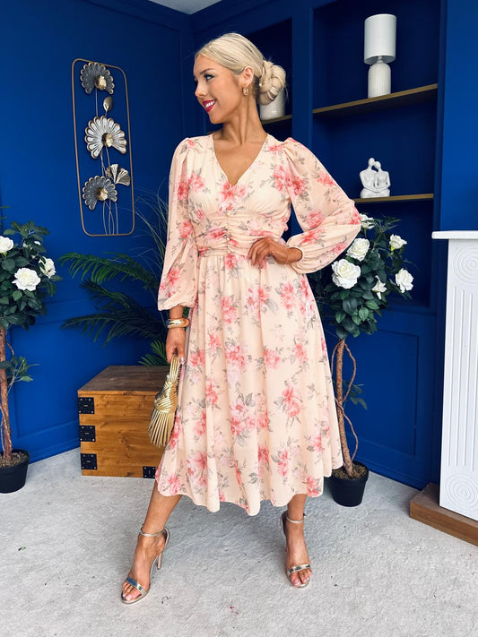 Bronagh Banded Midi Dress Yellow Floral