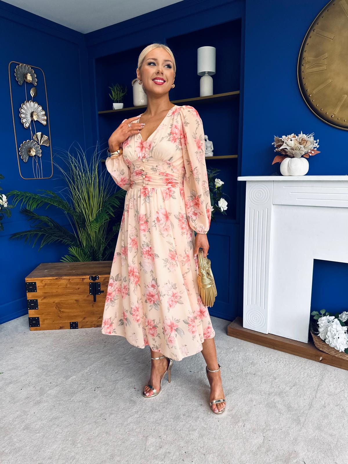 Bronagh Banded Midi Dress Yellow Floral