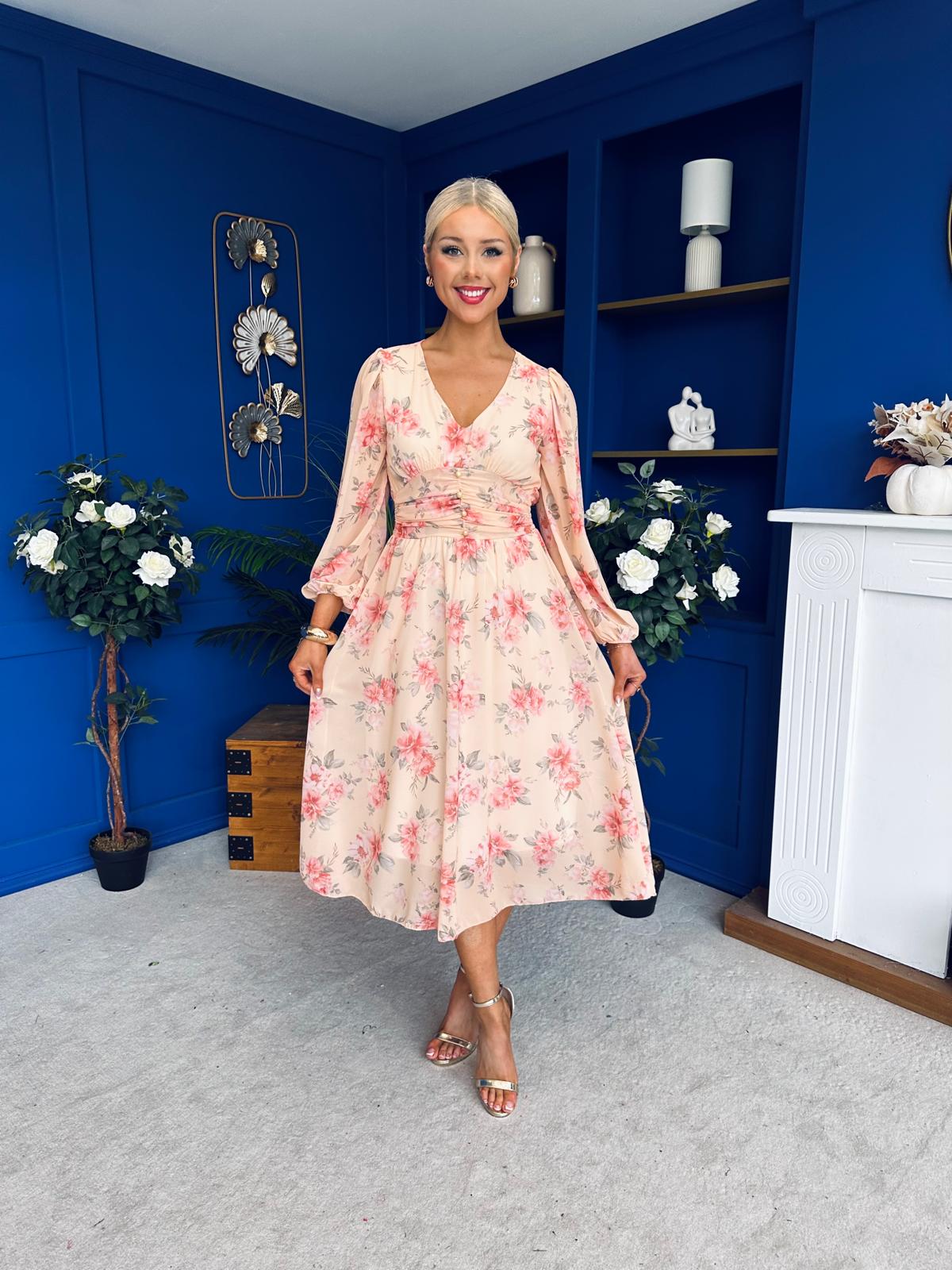 Bronagh Banded Midi Dress Yellow Floral