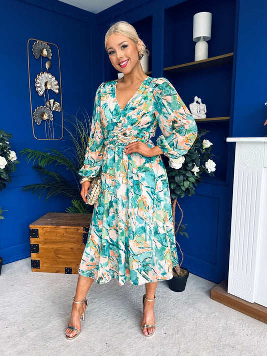 Bronagh Banded Midi Dress Green Leaf
