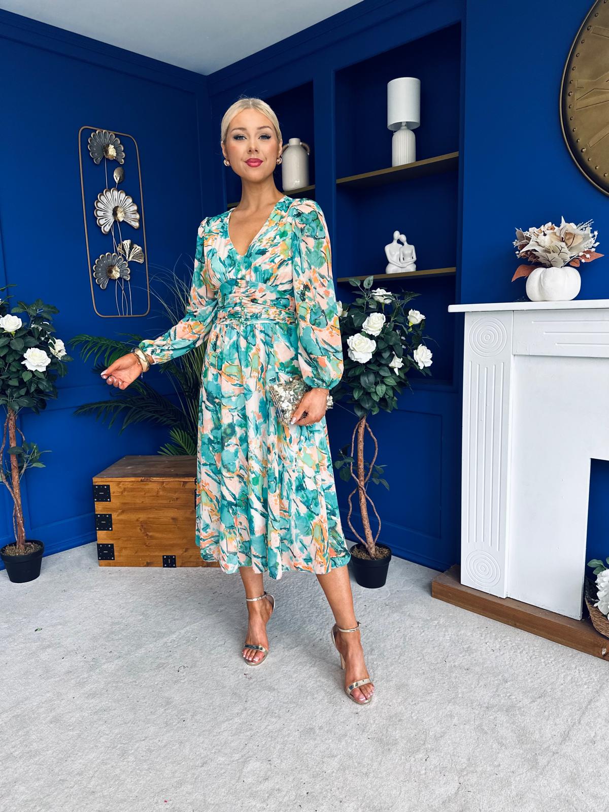 Bronagh Banded Midi Dress Green Leaf