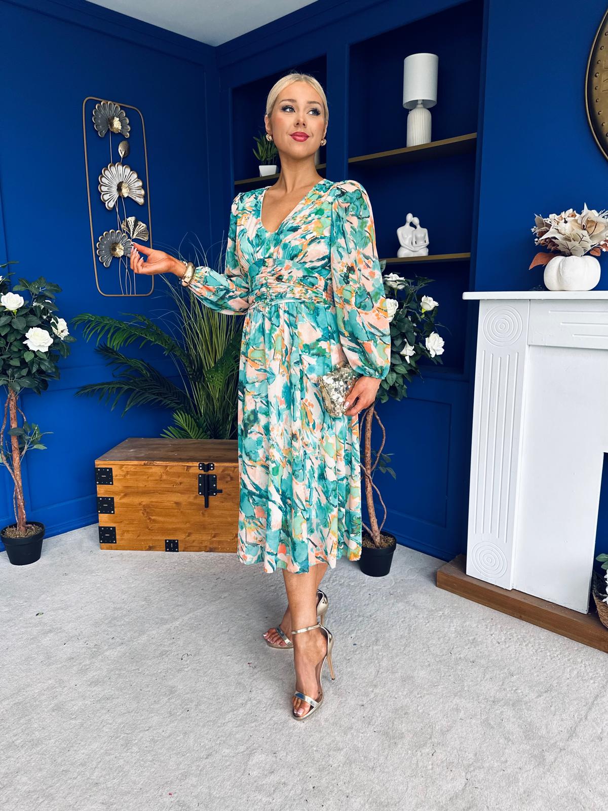 Bronagh Banded Midi Dress Green Leaf