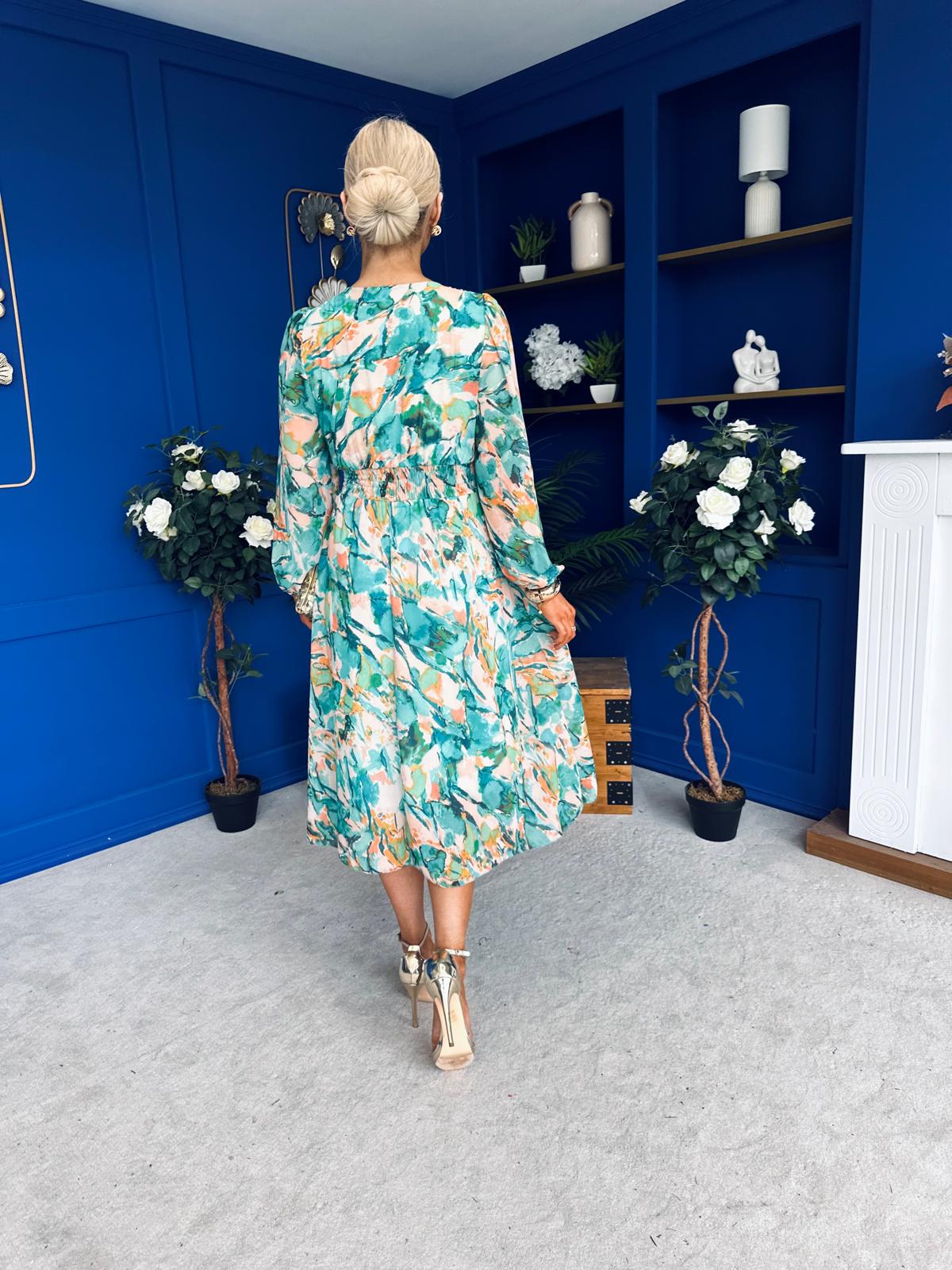 Bronagh Banded Midi Dress Green Leaf