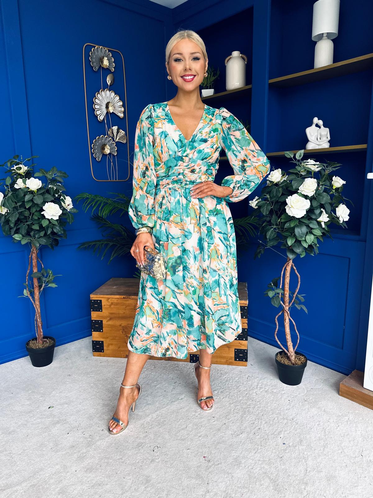 Bronagh Banded Midi Dress Green Leaf