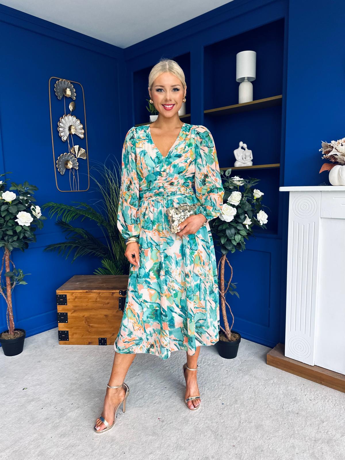 Bronagh Banded Midi Dress Green Leaf