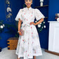 Jessy Puff Sleeve Midi Shirt Dress Floral White