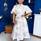 Jessy Puff Sleeve Midi Shirt Dress Floral White