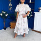 Jessy Puff Sleeve Midi Shirt Dress Floral White