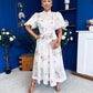 Jessy Puff Sleeve Midi Shirt Dress Floral White