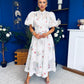 Jessy Puff Sleeve Midi Shirt Dress Floral White