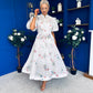 Jessy Puff Sleeve Midi Shirt Dress Floral White