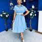 Nina Belted Midi Dress Light Blue