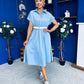 Nina Belted Midi Dress Light Blue