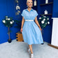 Nina Belted Midi Dress Light Blue