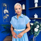 Nina Belted Midi Dress Light Blue