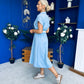 Nina Belted Midi Dress Light Blue