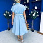 Nina Belted Midi Dress Light Blue