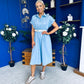 Nina Belted Midi Dress Light Blue