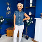Denise Gold Button Down Denim Top Marine Blue