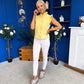 Denise Gold Button Down Denim Top Yellow