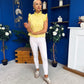 Denise Gold Button Down Denim Top Yellow