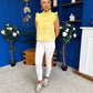 Denise Gold Button Down Denim Top Yellow