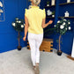 Denise Gold Button Down Denim Top Yellow