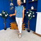 Denise Gold Button Down Denim Top Blue