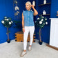 Denise Gold Button Down Denim Top Blue