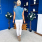 Denise Gold Button Down Denim Top Blue