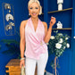 Nanci High Neck Gold Clasp Top Pink
