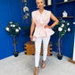 Romana Belted Sleeveless Top Polka Pink