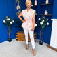 Romana Belted Sleeveless Top Polka Pink