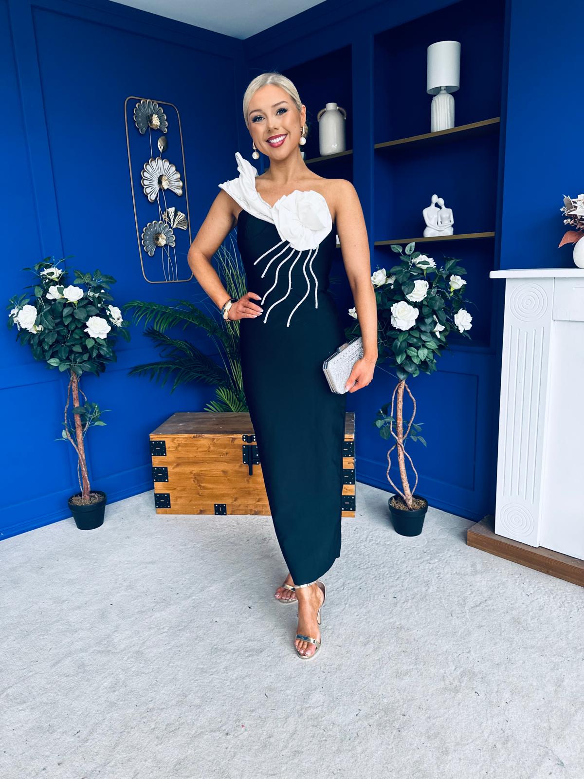 Edel One Shoulder Occasion Dress Black