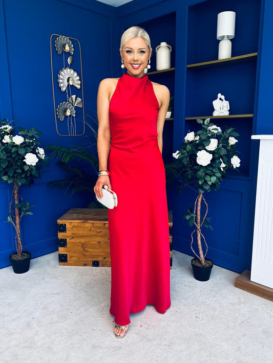 Olivia Open Back Occasion Dress Rouge