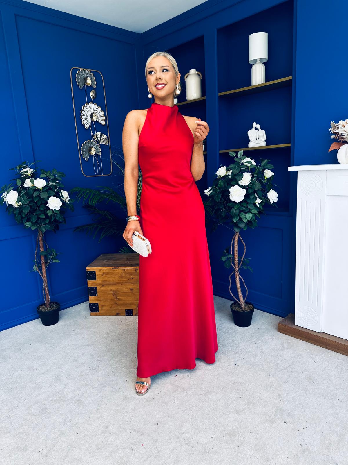 Olivia Open Back Occasion Dress Rouge