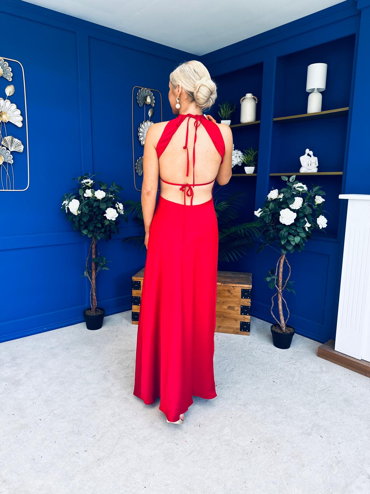 Olivia Open Back Occasion Dress Rouge