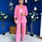 Danika Ruched Blazer & Belted Trouser Set Cerise
