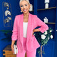 Danika Ruched Blazer & Belted Trouser Set Cerise