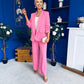 Danika Ruched Blazer & Belted Trouser Set Cerise