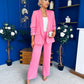 Danika Ruched Blazer & Belted Trouser Set Cerise