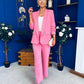 Danika Ruched Blazer & Belted Trouser Set Cerise