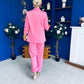 Danika Ruched Blazer & Belted Trouser Set Cerise