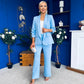 Danika Ruched Blazer & Belted Trouser Set Pwr Blue